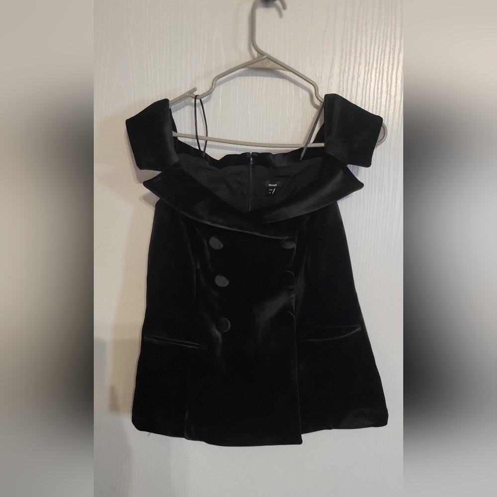 Express Velvet Off The Shoulder Faux Double Breasted Top Size M - Picture 5 of 11